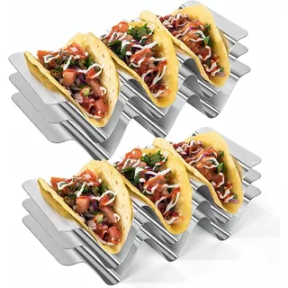 U-taste Stainless Steel Taco Stand Rack Tray Style 6pcs