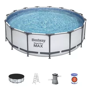 Piscina Estructural Pro Max De 16.015 Litros, Cubierta, Escalera Y Filtro Gris