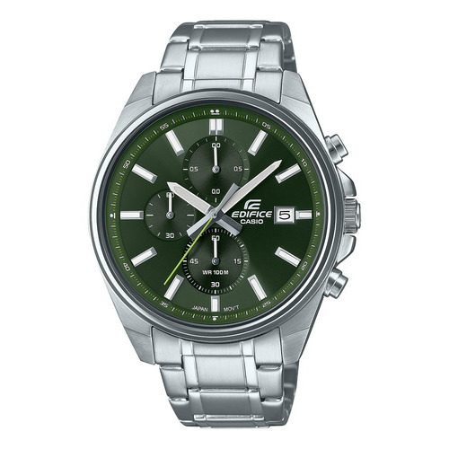 Reloj Hombre Casio Efv-610d-3cvudf Edifice Color de la correa Plateado Color del bisel Plateado Color del fondo Verde