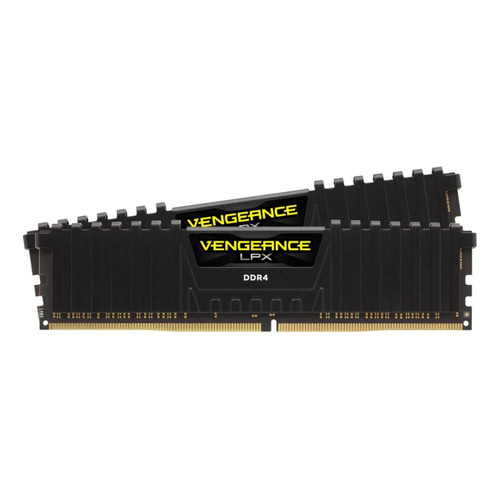 Memoria RAM Vengeance LPX gamer color negro 16GB 2 Corsair CMK16GX4M2A2400C14