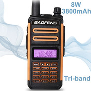 Rádio Triband Baofeng Bf-x3 Laranja E Preto 10w Uhf Vhf Ip67