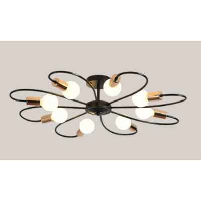 Araña Flor 8 Luces Negro Dorado Industrial Apto Led