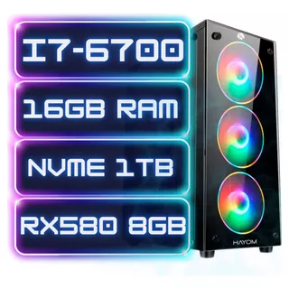 Pc Computador Gamer I7-6700 16gb Ram Nvme 1tb Rx580 8gb