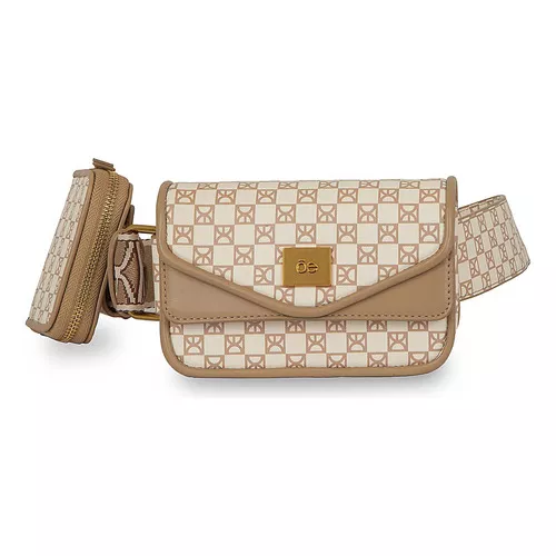 Cangurera Para Mujer Cloe Estampado De Monograma Y Monedero Color Beige