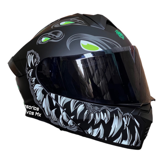 Casco Brilla En La Obscuridad Kov Toxic Deportivo Abatible 