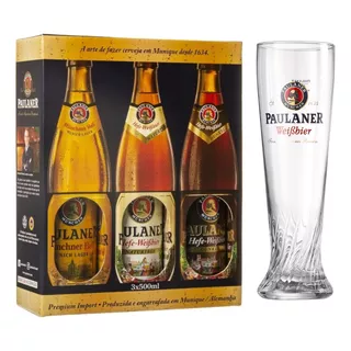 Kit De Cervejas Com 3 Unidades De 500ml + Taça Paulaner