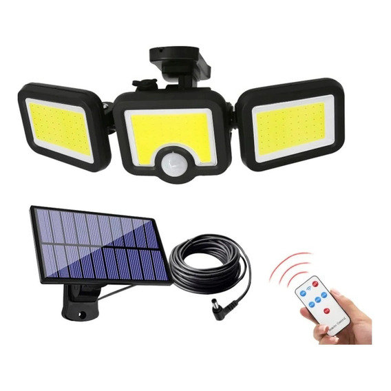 Foco Solar Led Exterior Interior 3 Cabezal Sensor Movimiento