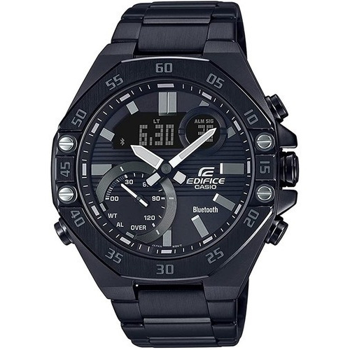 Reloj Casio Edifice Ecb-10dc Bluetooth Sumergible Luz Acero Color de la malla Negro Color del bisel Negro Color del fondo Negro