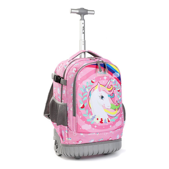 Tilami - Mochila Rodante Con Diseño De Ruedas Con Caricatura Impresa Para Niños Y Niñas, Viajes, Escuela, Viajes De Estudiantes, Unicornio Pequeño