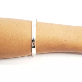 Pulseira Bracelete Lisa Grossa 5mm Prata 925 19cm Masculino