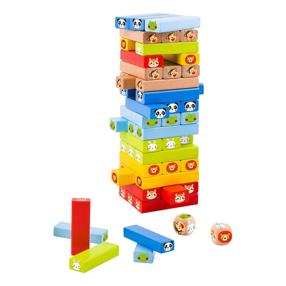 Juego De Jenga Animalitos Para Niños 80 Piezas