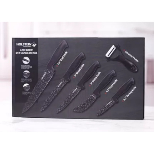 Juego De Cuchillos En Acero Inoxidable X 6 Pcs Con Estuche Color Negro