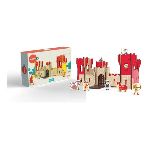 Castillo Medieval Con Figuras Madera Plan Z Color Rojo