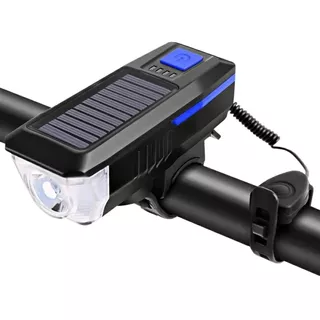 Luz Para Bicicleta Con Timbre Electrónico Recargable Solar