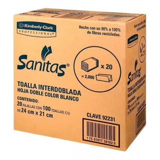 Sanitas Toalla Interdoblada 2000 Piezas 20 Paquetes 100pz