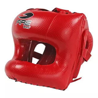 Careta Box Barra Fire Sports® Pvc Protector Cabeza Rojo