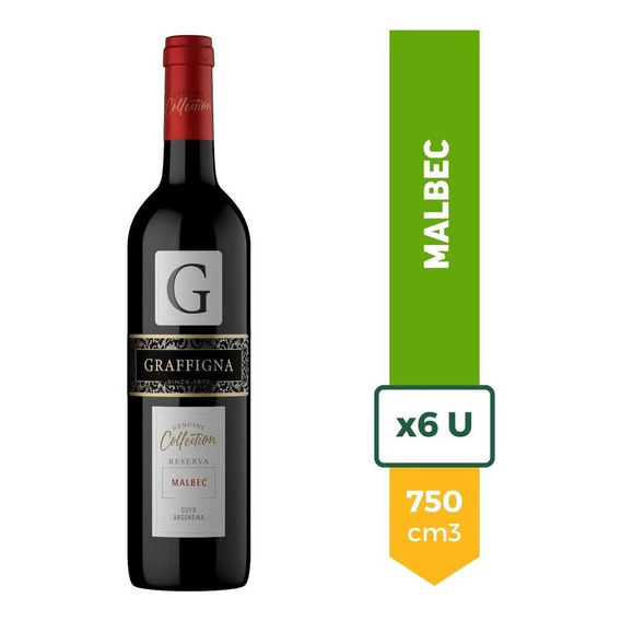 Vino Graffigna Malbec Tinto 750ml Caja X6 La Barra