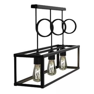 Lámpara De Techo Colgante Living Led Moderno 3 Luces Cubo 04 Color Negro