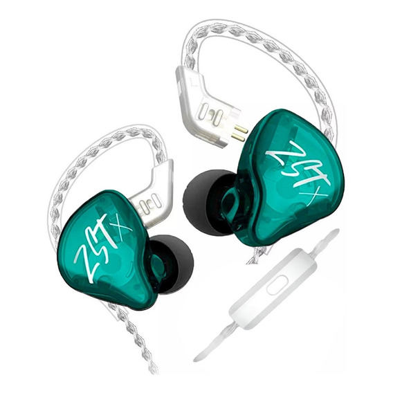 Audífonos in-ear gamer KZ ZST X Con micrófono color verde cyan