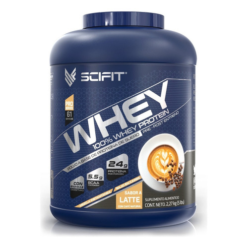 Scifit Proteína 100% Whey 5lbs 24 G Proteína | 61 Servicios Sabor Latte