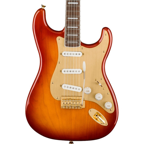 Guitarra Eléctrica Squier 0379410547 Strato Gold Edition Color Naranja Material del diapasón Maple Orientación de la mano Diestro