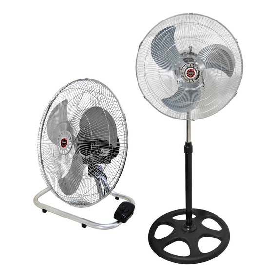 Turbo 18 Ventilador De Metal 3 En 1 Pared Mesa Pie Robusto Estructura Plateado Y Negro Aspas Negro Diámetro 457 Cm