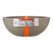 Maceta Plástico Bowl Premium 44x19 Cm Simil Piedra + Plato