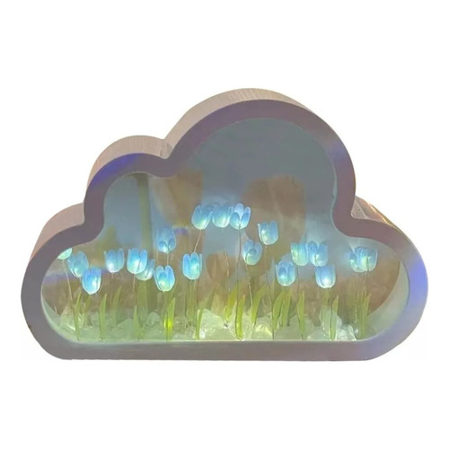 Luz Nocturna Con Espejo De Tulipán Led Nube Para Dormitorio Color de la estructura Azul Color de la pantalla Azul