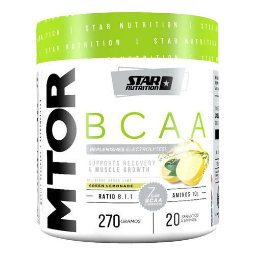 Mtor Bcaa 270 Gr Formula Mejorada Star Nutrition Sabor Green Lemonade