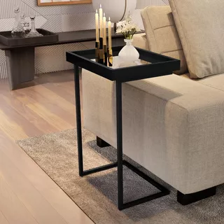 Mesa De Canto Luxo Com Espelho Preto 4774 - Jb Bechara Cor Preto/preto