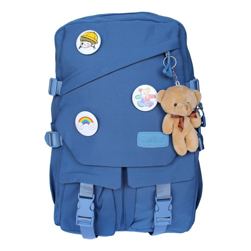 Mochila Urbana Bolso Escolar Niña Juvenil Moda Coreana Color Azul Acero