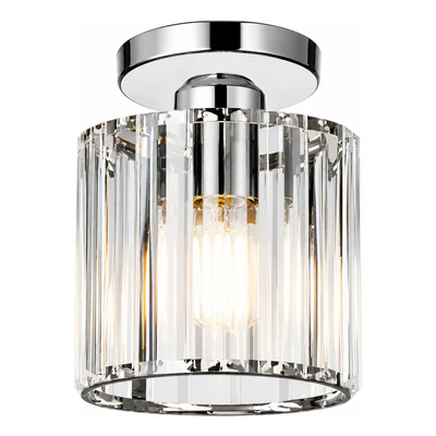  Plafon 1 Luz Prisma R Cristal Cromo Apto Led E27 Ld Cromo
