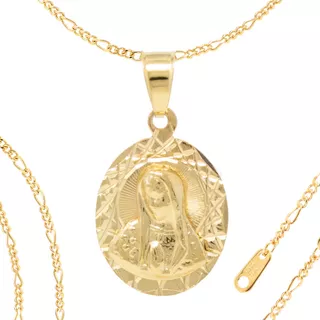 Collar Con Medalla De Virgen De Guadalupe Chapa De Oro 22k
