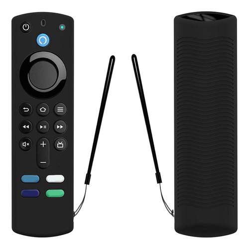 Funda Compatible Con Amazon Fire Tv Alexa Voz Azul Color Negro