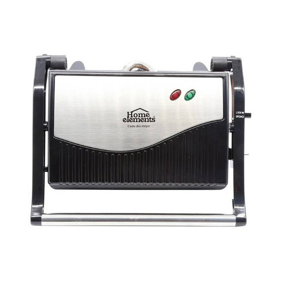 Sanduchera Grill Panini Home Elements - Asador Grill Panini Voltaje 120v Color Negro