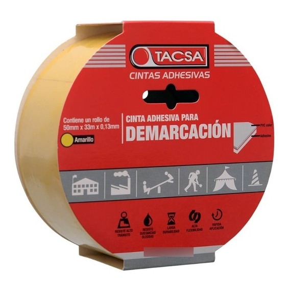 Cinta Tacsa Demarcacion Piso-pared Amarilla 33m X 50mm