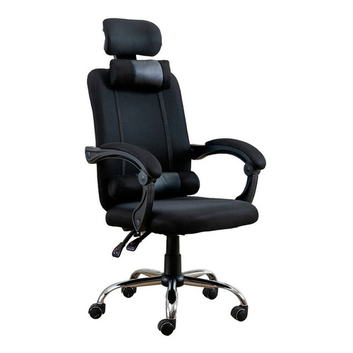 Silla de escritorio Starway WL-01 negra reclinable con almohadones