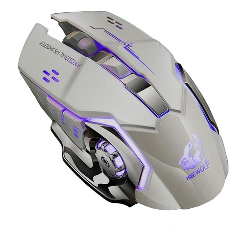 Mouse gamer de juego inalámbrico recargable Free Wolf  X8 metal grey