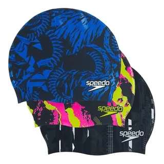 Gorro De Natación Speedo Silicona Printed Adulto Piscina Color Azul