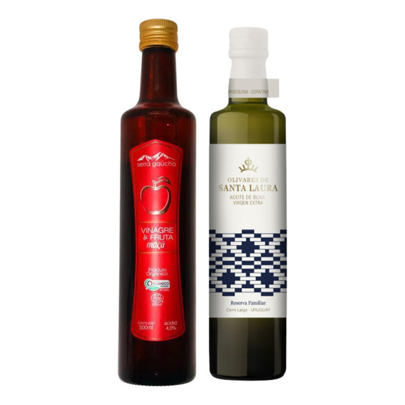 Aceite De Oliva 500ml + Vinagre Manzana Orgánico 500ml