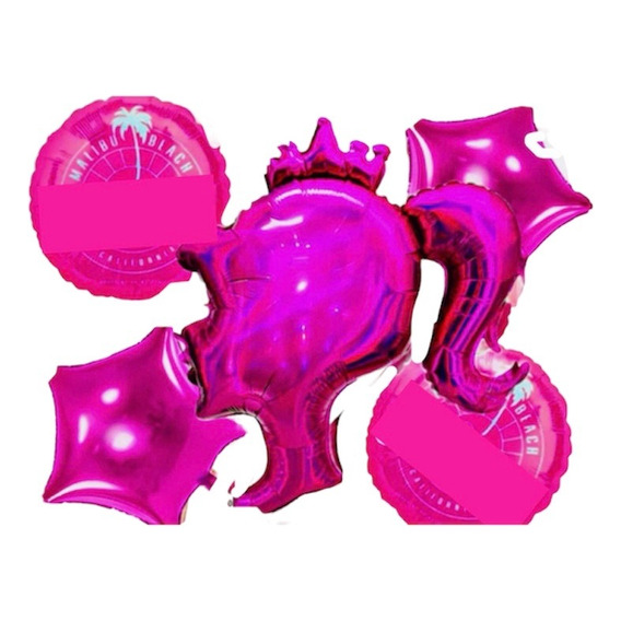 Pack 5 Globos Barbie Incluye Globo Silueta 80cm