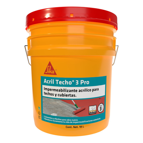 Sika Impermeabilizante Acril Techo 3 Años Pro 18 L