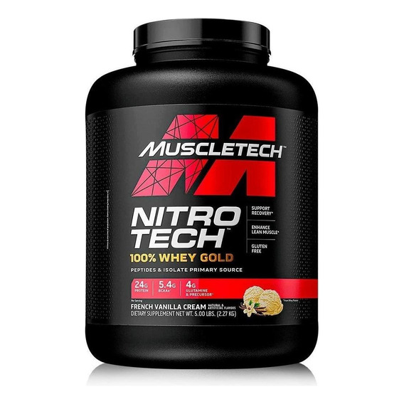 Nitro Tech 100% Whey Gold 5.5 Lb, Muscletech Sabor Vainilla