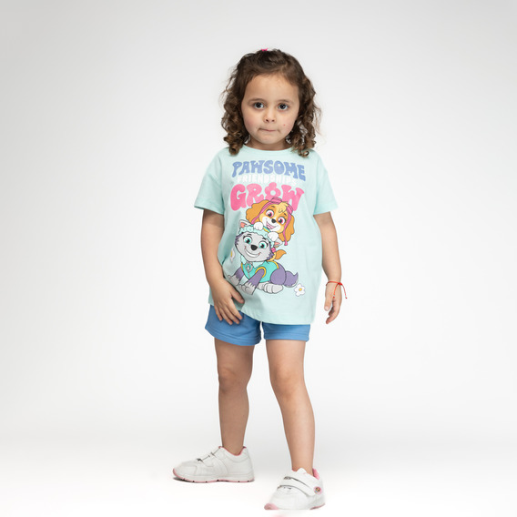 Polera Niña Pawsome Friendship Turquesa Paw Patrol