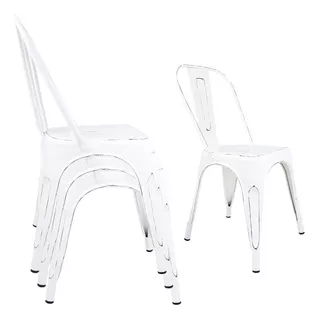 Set De 4 Sillas Tolix Blanco Vintage Metalicas Acero Galvanizado Estilo Minimalista Kingshouse Para Restaurante Casa Comedor Bar Con Diseño Industrial Exterior Interior Elegante Ergonomica Resistente