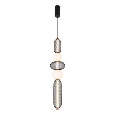Colgante Led Metal Y Vidrio Negro Y Oro Wire-co-5 Gmg 