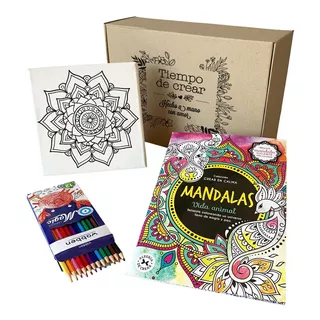 Set De Arte Mandalas Lienzo Estampado + Lápices Y Libro