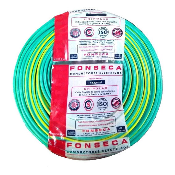 Cable Fonseca Unipolar 2,5 Mm Verde/amarillo X 100m Por E631