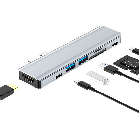 Adaptador 7 En 1 Usb Tipo C Hub A Hdmi Para Macbook Air/ Pro