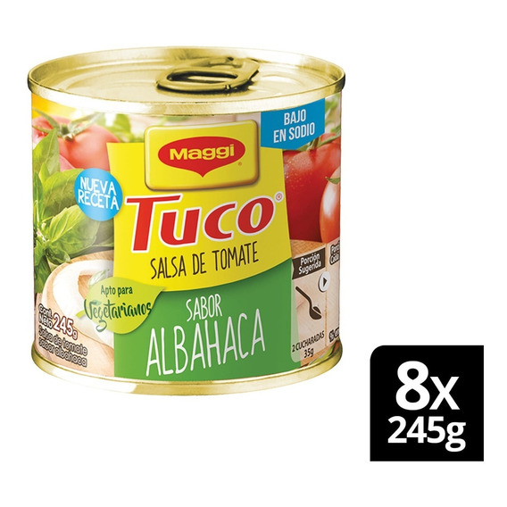 Salsa De Tomate Maggi® Tuco Con Albahaca 245g X8 Latas